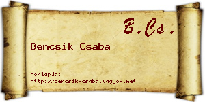 Bencsik Csaba névjegykártya